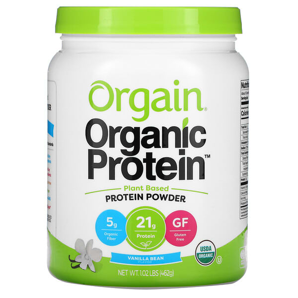 Orgain, Organic Protein（オーガニックプロテイン）パウダー、植物性、バニラビーン、462g（1.02ポンド）