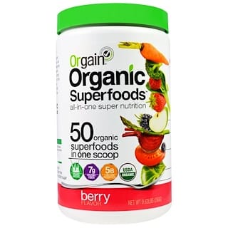 Orgain, Supercomidas Orgánicas, Nutrición Todo-En-Uno, Sabor a Bayas, 0,62 lbs (280 g)