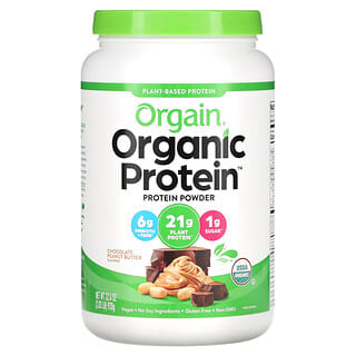 Orgain, مسحوق البروتين العضوي، نباتي، زبدة الفول السوداني بالشوكولاتة، 2.03 رطل (920 جم)