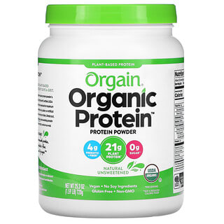 Orgain, Proteína orgánica en polvo, A base de plantas, Natural sin endulzar, 720 g (1,59 lb)