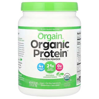 Orgain, Proteína orgánica en polvo, A base de plantas, Natural sin endulzar, 720 g (1,59 lb)