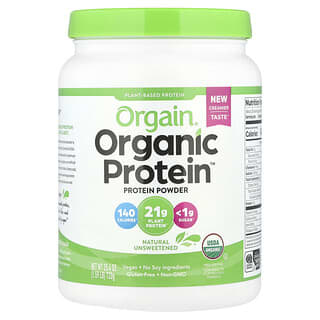 Orgain, Protéines biologiques en poudre, à base de plantes, naturelles non sucrées, 720 g