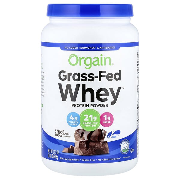 Orgain Grass-Fed Whey™ Protein Powder, Creamy Chocolate Fudge, 1.82 lb (828 g)