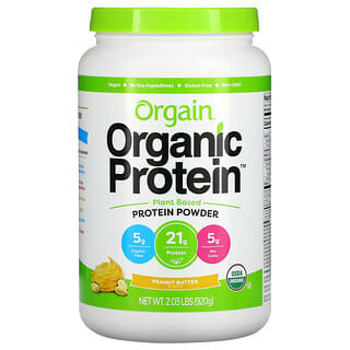 Orgain, 유기농 단백질 파우더, 식물성 베이스, 땅콩 버터, 2.03 lb (920 g)