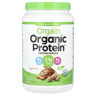 Orgain, Pó de proteína orgânica, À base de plantas, Manteiga de amendoim, 920 g