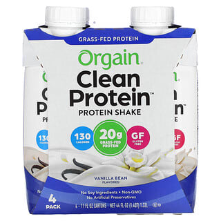 Orgain, Чистый протеиновый коктейль, ваниль, 4 пакетика, по 330 мл (11 жидк. Унций)