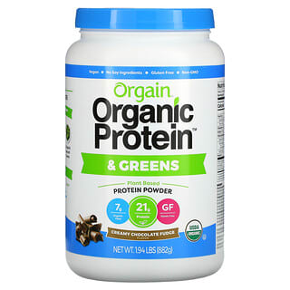 Orgain, Proteína y verduras orgánicas, Proteína de origen vegetal en polvo, Fudge de chocolate cremoso, 882 g (1,94 lb)