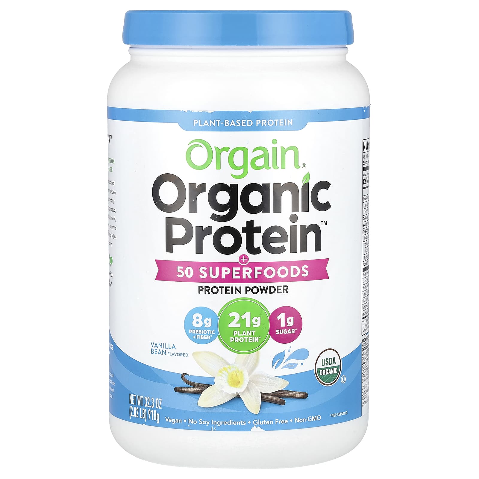 Organic Protein（オーガニックプロテイン）＆スーパーフードパウダー、植物性、バニラビーン、918g（2.02ポンド）