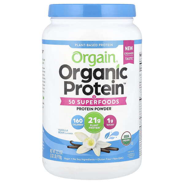 Organic Protein™ + 50 Superfoods Powder, Vanilla Bean, 2.02 lb (918 g)