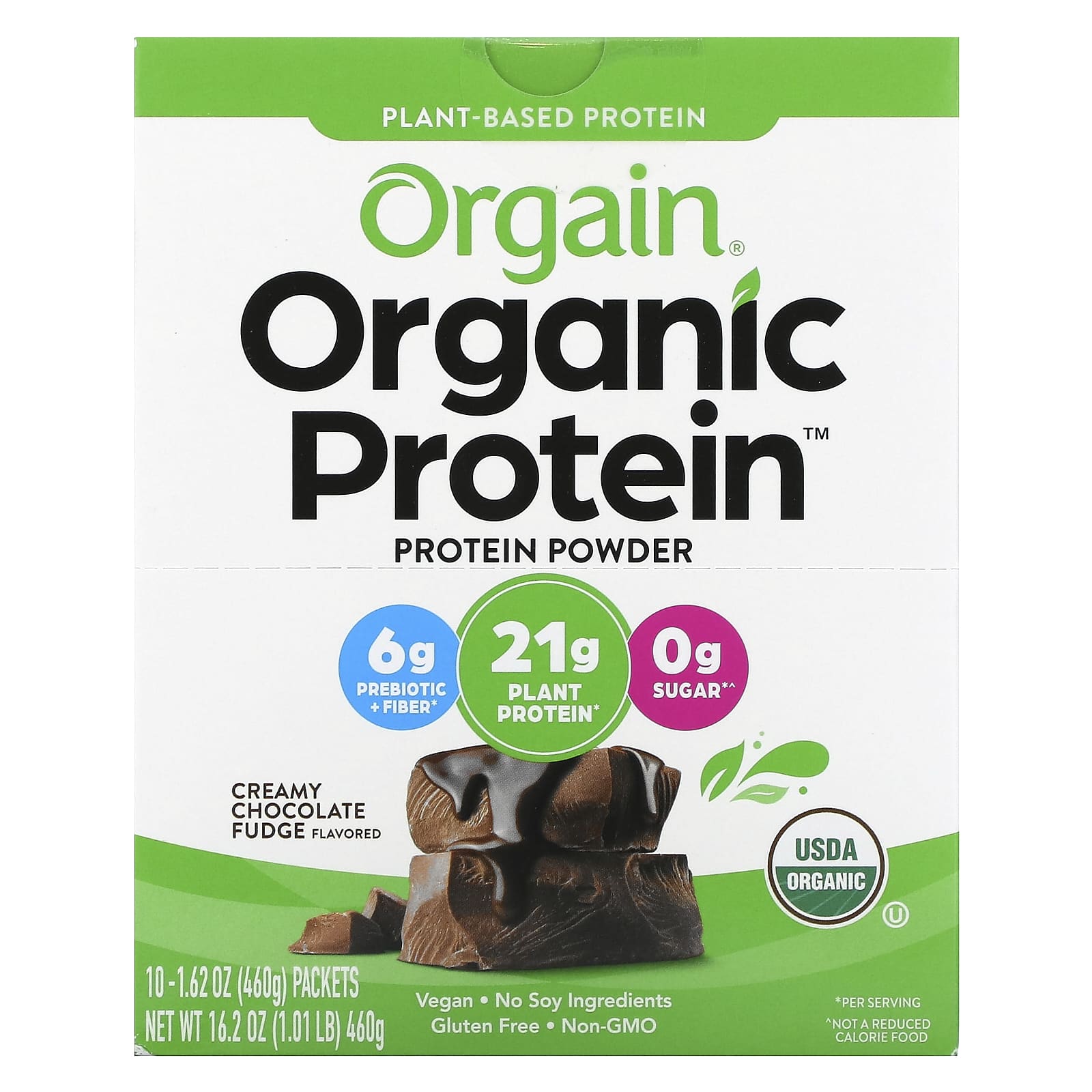 Orgain Organic Protein Powder Plant Based Creamy Chocolate Fudge 1 62 Oz 46 G