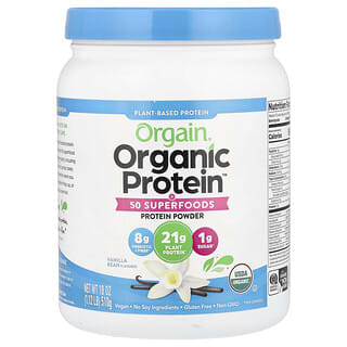 Orgain, Proteínas y superalimentos orgánicos en polvo, A base de plantas, Vaina de vainilla, 510 g (1,12 lb)