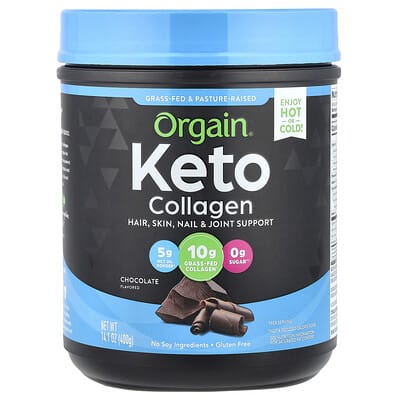 Orgain, Ketogenic Collagen Protein Powder with MCT Oil, Chocolate, 0.88 lb (400 g)