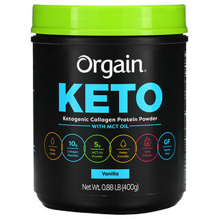أورغين‏, Keto ، مسحوق بروتين كيتو الغذائي مع زيت الدهون الثلاثية متوسطة السلسلة ، الفانيليا ، 0.88 رطل (400 جم)