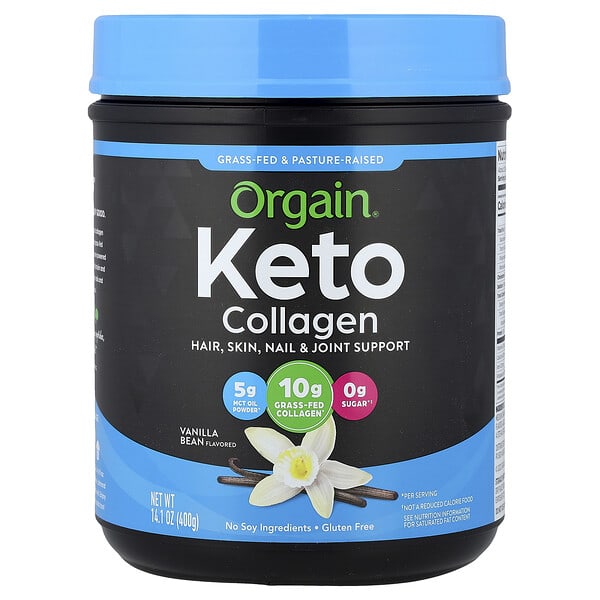 Orgain Keto Collagen Protein Powder, Vanilla Bean, 14.1 oz (400 g)