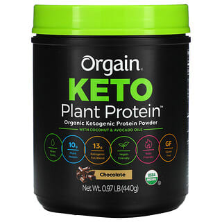 Orgain, Keto, Proteína vegetal orgánica en polvo, Chocolate, 440 g (0,97 lb)