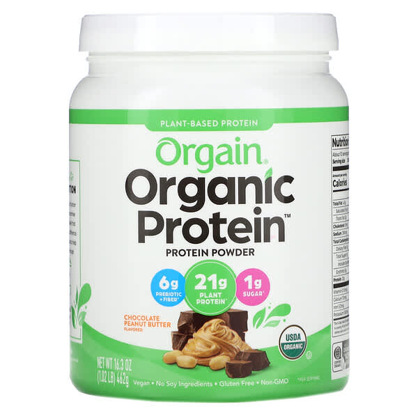Orgain, 有機蛋白質粉，植物基，巧克力花生醬，1.02 磅（462 克）