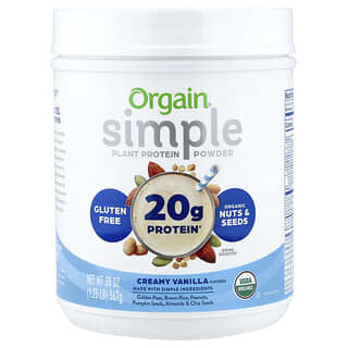 Orgain, Simple, rastlinný proteínový prášok, krémová vanilka, 567 g