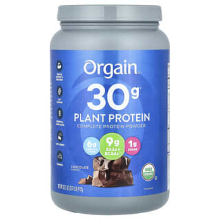 Orgain, Proteína vegetal, Proteína completa en polvo, Chocolate, 912 g (2,01 lb)