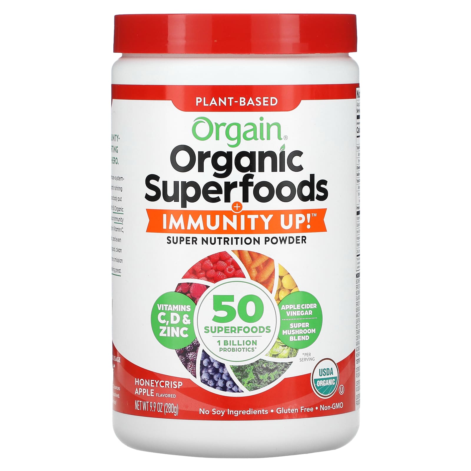 Orgain, Organic Superfoods + Immunity Up, PlantBased, Honeycrisp Apple, 9.9 oz (280 g)