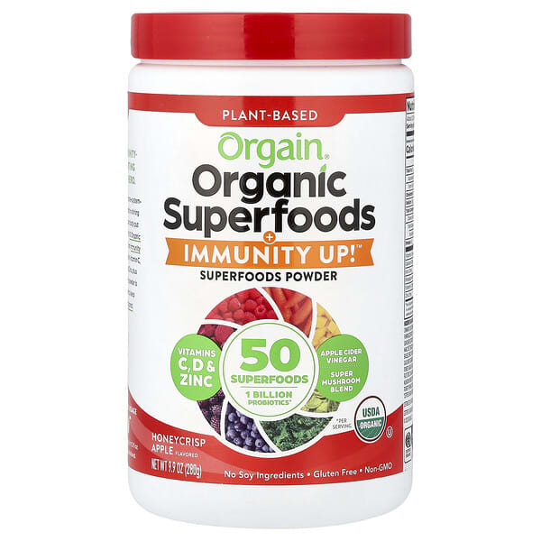 Organic Superfoods + Immunity Up™, Plant-Based, Honeycrisp Apple, 9.9 oz (280 g)