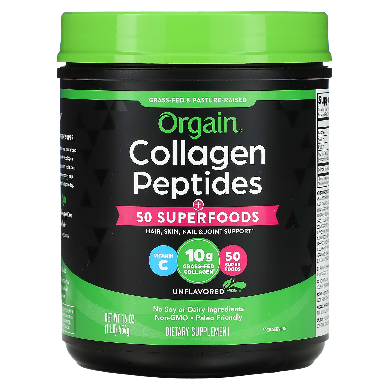 Orgain, Collagen Peptides, Plus 50 Superfoods, Unflavored, 1 Lb (454 G)