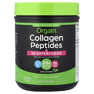 Orgain, Kolagenové peptidy, plus 50 superpotravin, bez příchuti, 454 g