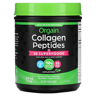 Orgain, Collagen Peptides, Plus 50 Superfoods, Unflavored, 1 lb (454 g)