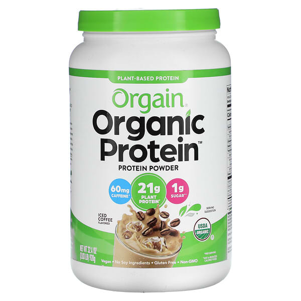 Orgain, Organic Protein Powder, Plant-Based, Iced Coffee, 2.03 lbs (920 g)