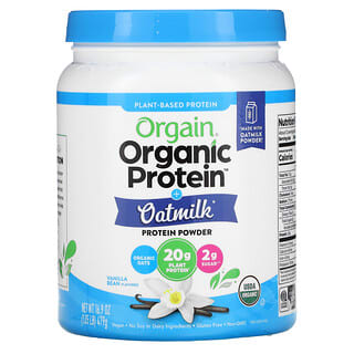 Orgain, Organic Protein Powder + Oatmilk, Plant Based, Vanilla Bean, 1.05 lb (479 g)