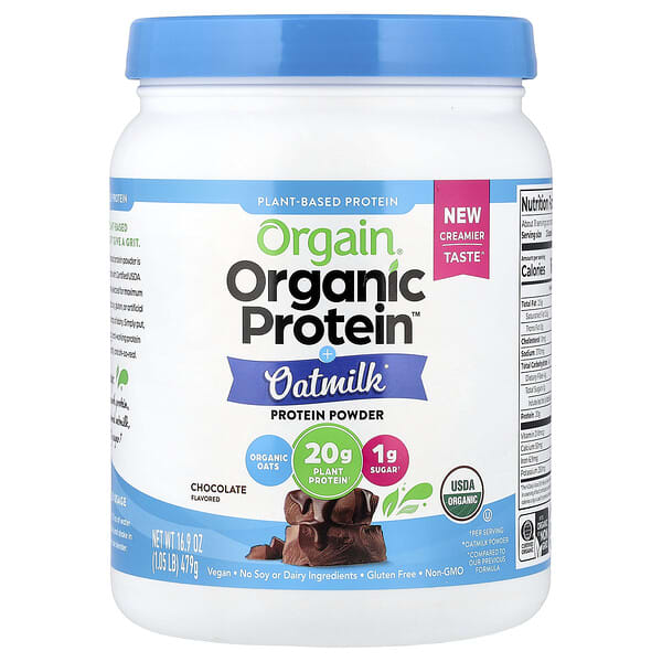 Orgain Organic Protein™ Powder + Oatmilk, Plant-Based, Chocolate, 1.05 lbs (479 g)