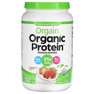 Orgain‏, אבקת חלבון אורגנית על בסיס צמחים, בטעם תותים ושמנת, 920 גרם (32.4 אונקיות)