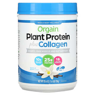 أورغين‏, بروتين نباتي معزز بالكولاجين ، حبوب الفانيليا ، 1.6 رطل (726 جم)