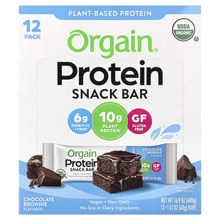 Orgain, 단백질 스낵 바, 초콜릿 브라우니, 바 12개, 각 40g(1.41oz)