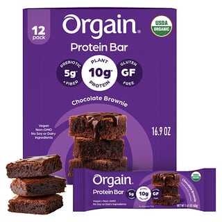 Orgain, Barrita proteica, Brownie de chocolate, 12 barritas, 40 g (1,41 oz) cada una