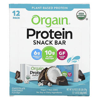 Orgain, Protein Snack Bar, Chocolate Coconut, 12 Bars, 1.41 oz (40 g) Each
