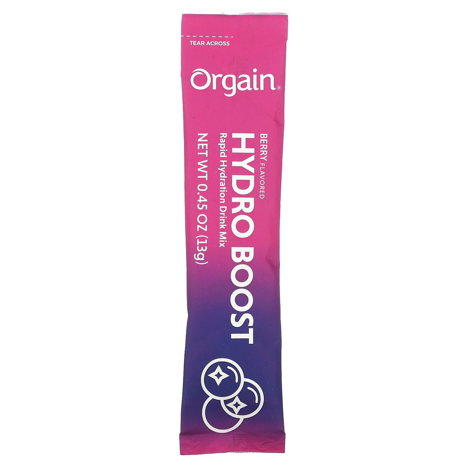 Orgain, Hydro Boost Rapid Hydration Drink Mix, Berry, 8 Stick Packs, 0.