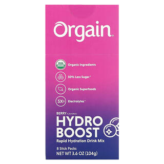 Orgain, Hydro Boost Rapid Hydration Drink Mix, Berry, 8 Stick Packs, 0.45 oz (13 g) Each