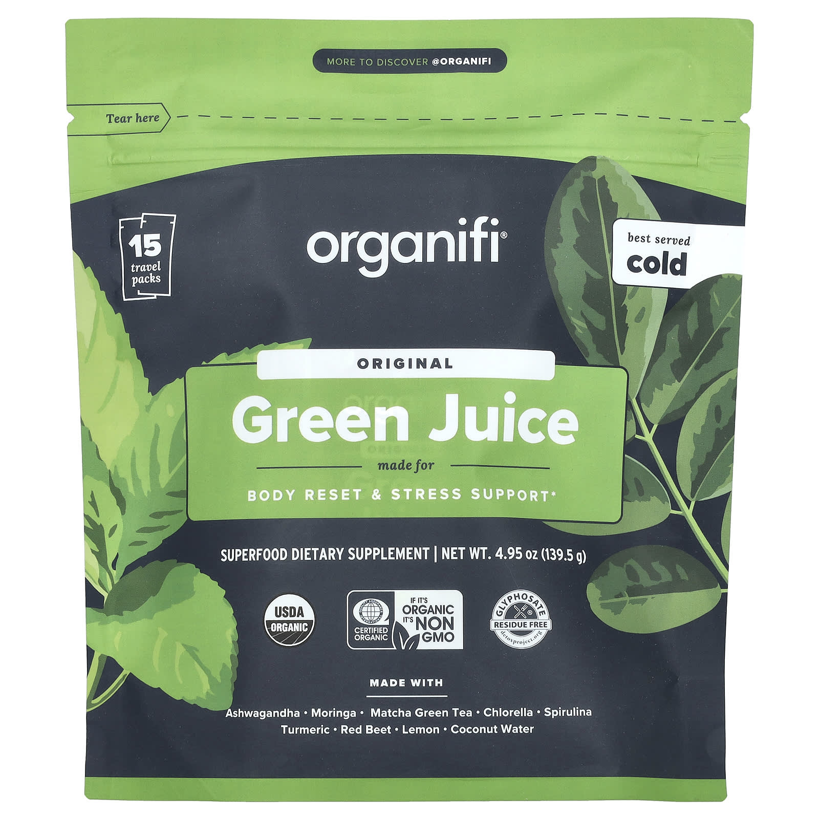 青汁　iherb オリジナル青汁、トラベルパック15本、139.5g（4.95オンス）