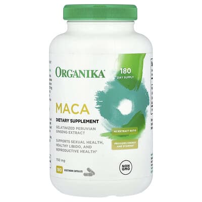 Organika, MACA, 750 mg, 180 vegetarian capsules