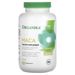 Organika, MACA, 750 mg, 180 cápsulas vegetales