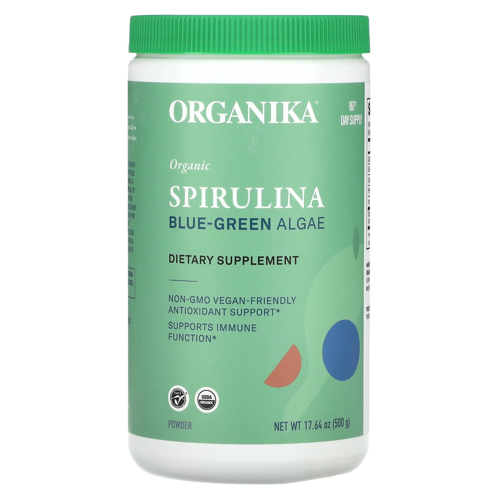 Organika, Organic Spirulina BlueGreen Algae, 17.64 oz (500 g)