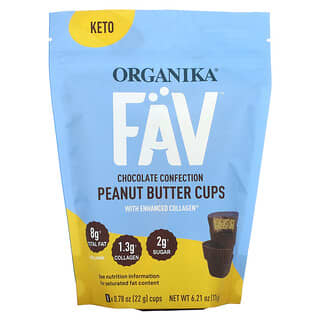 Organika, Fav, Chocolate Confection Peanut Butter Cups, 8 Cups, 0.78 oz (22 g) Each