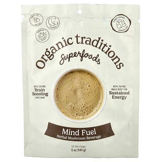Organic Traditions, Instant Herbal Mushroom Beverage, Mind Fuel, Caffeine Free, 5 oz (140 g)