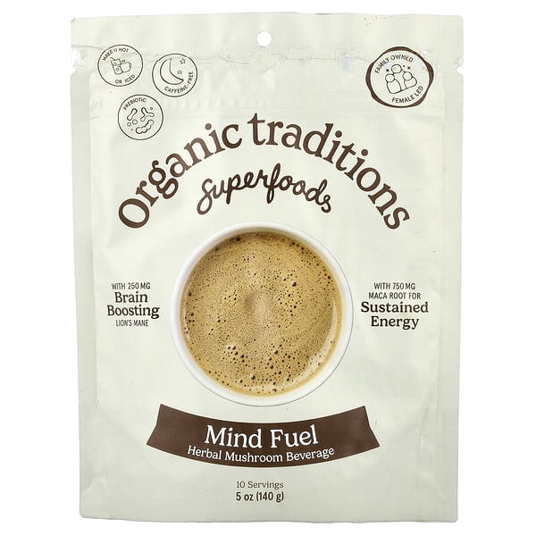 Organic Traditions, Superfoods, Mind Fuel, Herbal Mushroom Beverage, Caffeine Free, 5 oz (140 g) — product photo 1