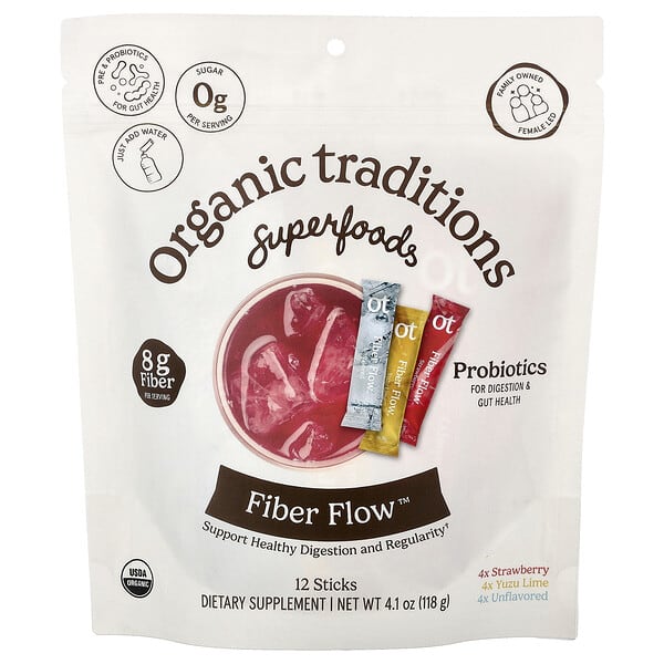 Organic Traditions, Fiber Flow™, Variety Pack, 12 Sticks, 4.1 oz (118 g) — product photo 1