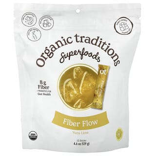 Organic Traditions, Fiber Flow, Yuzu Lime, 12 sticks, 10,75 g per stuk