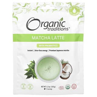 Organic Traditions, Matcha Latte with Probiotics, 5.3 oz (150 g)