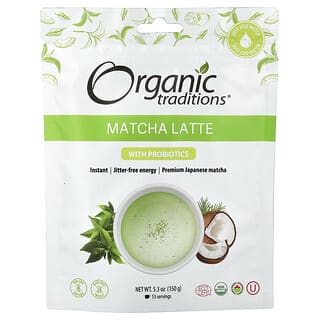 Organic Traditions, Latte de matcha con probióticos, 150 g (5,3 oz)