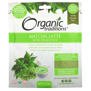 Organic Traditions, Матча латте с пробиотиками, 150 г (5,3 унции)