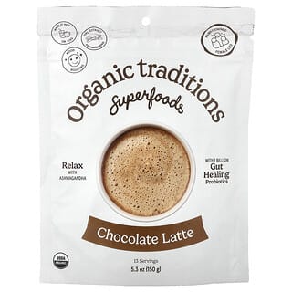 Organic Traditions, Chocolate Latte with Ashwagandha and Probiotics, 5.3 oz (150 g)